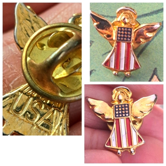 Jewelry - Angel lapel pin with usa flag incorporated